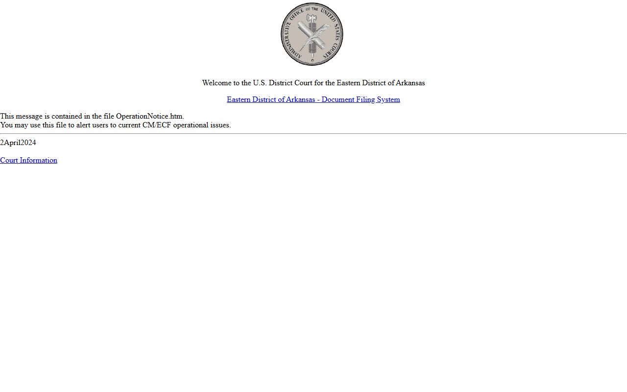 CM/ECF Eastern District of Arkansas federal Pulaski County criminal court records filings