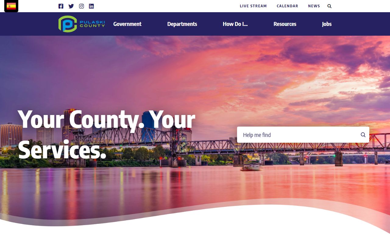 Pulaski County government homepage and court records department directory