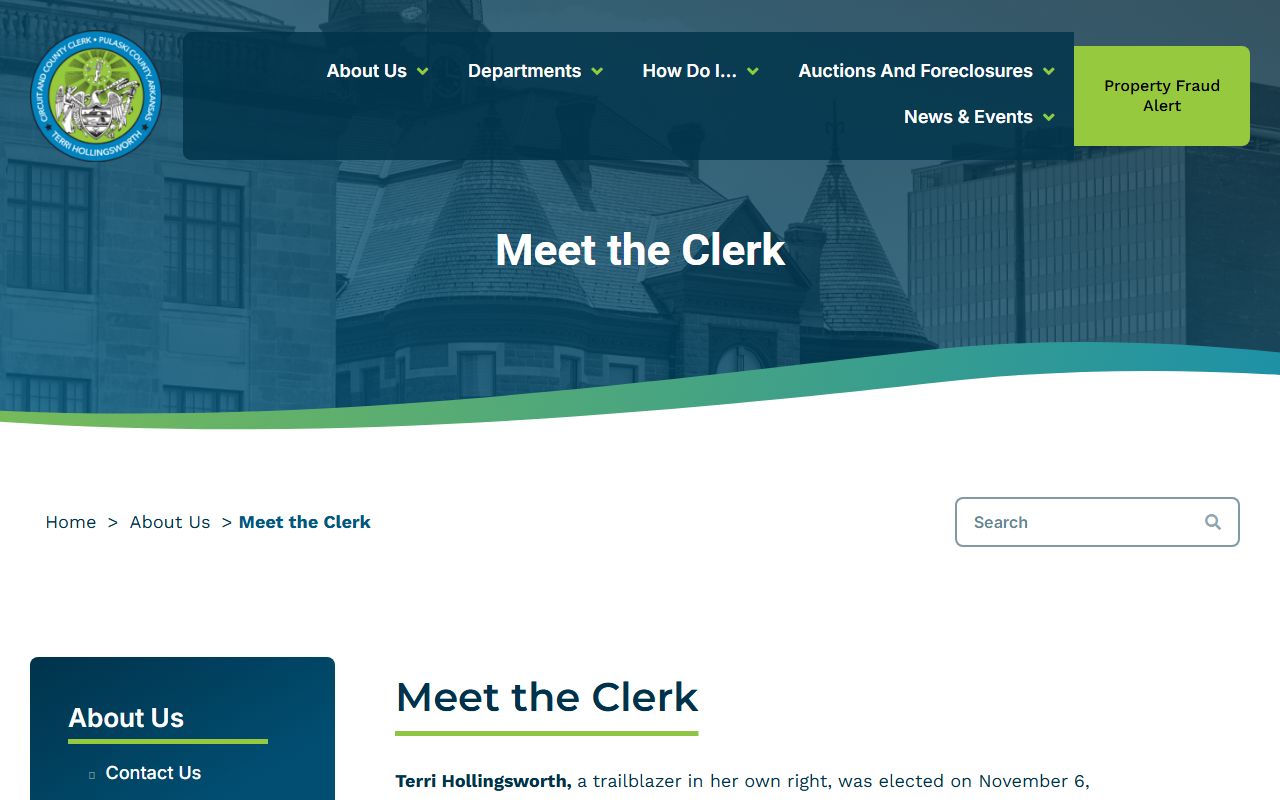 Pulaski County Clerk Terri Hollingsworth biography page for court records office