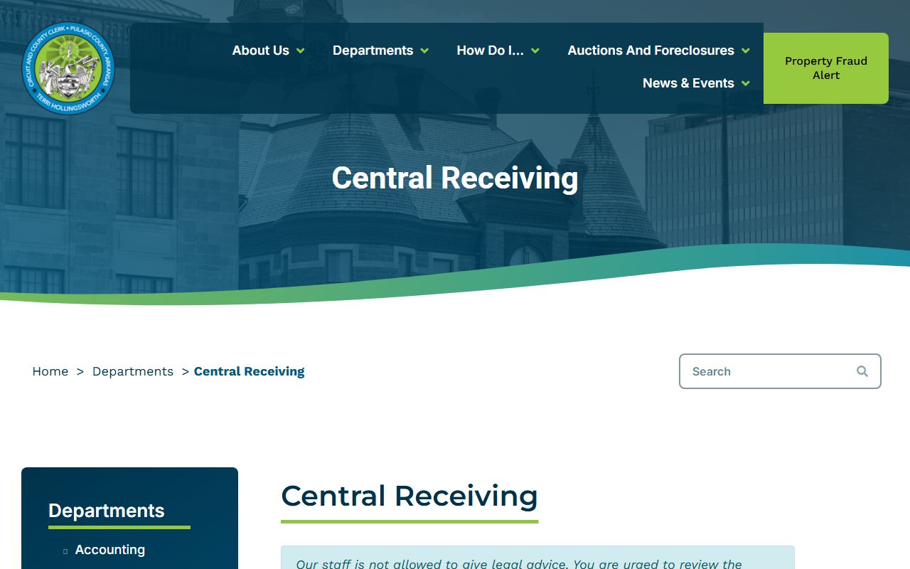 Pulaski County Central Receiving page for new civil domestic probate court records cases