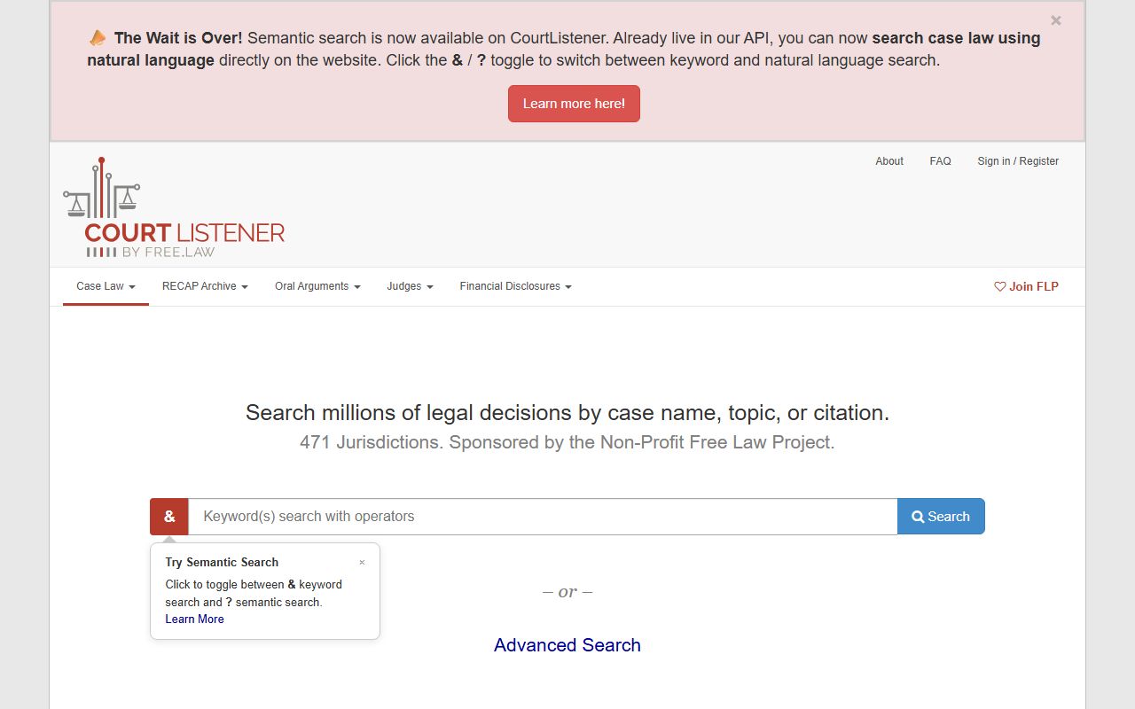 CourtListener free federal court records search for Pulaski County cases