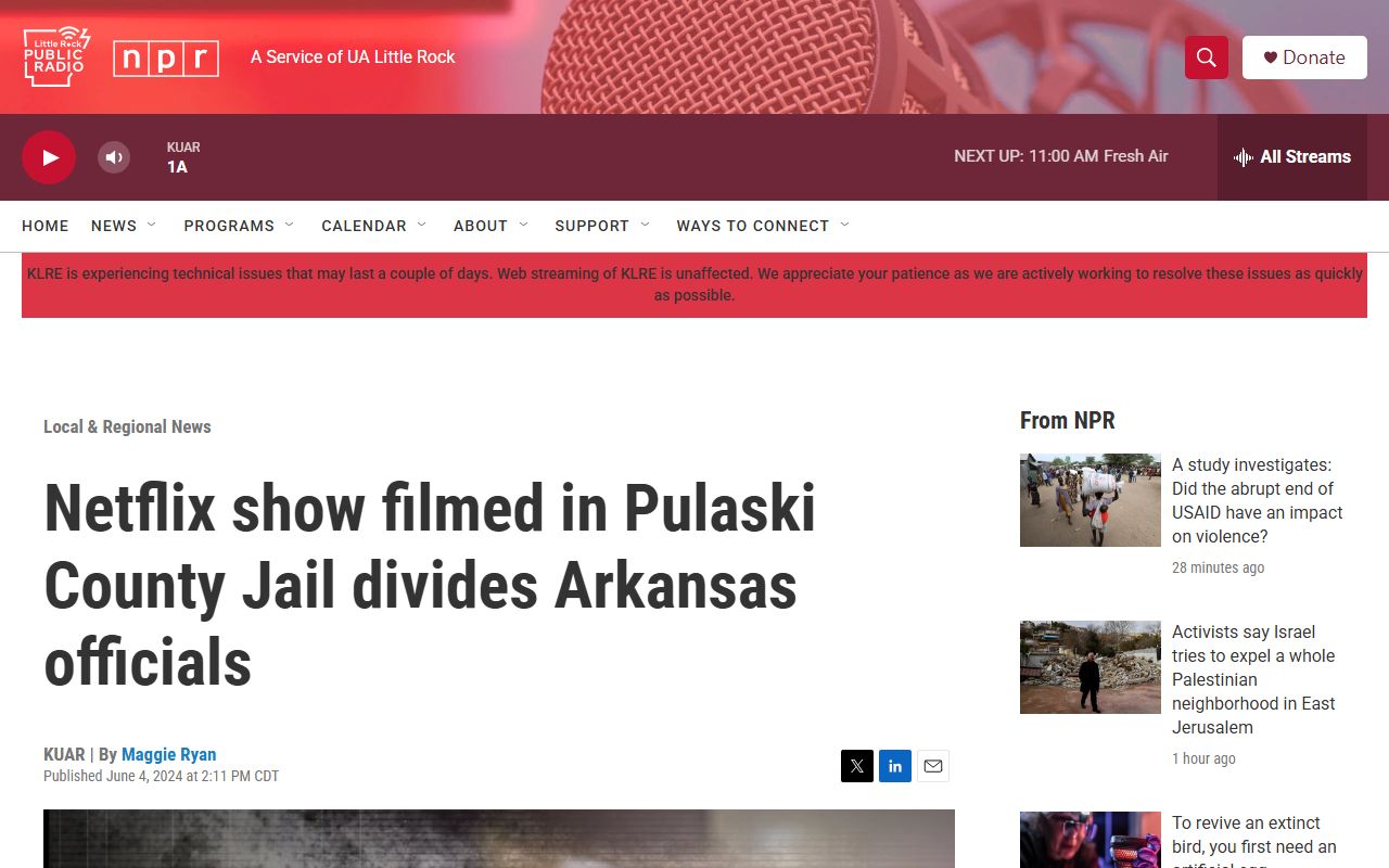 UA Little Rock Public Radio Pulaski County jail Netflix series court records story