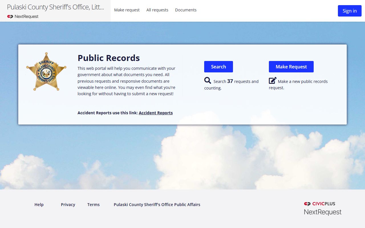 PCSO NextRequest FOIA public Pulaski County court records request portal