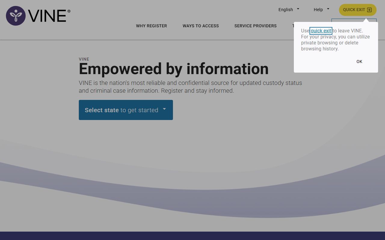 VINELink national victim notification portal for Pulaski County custody court records